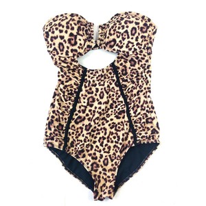 strapless leopard one piece swimsuit