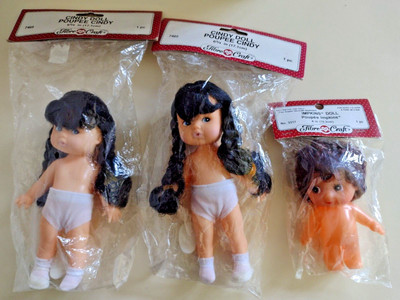 3 Vintage Faser Handarbeit Puppen neu versiegelt 1 Impkins Puppe + Cindy Puppen Zwillinge? NEU
