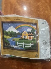 Vintage The Creative Circle Wool Crewel Embroidery Kit summer rainbow