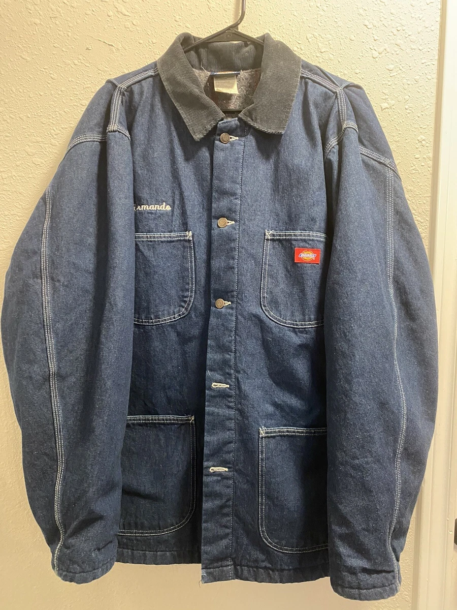 Dickies Mens Size Large Blanket Lined Denim Chore Barn Jacket Coat Vintage  NJ