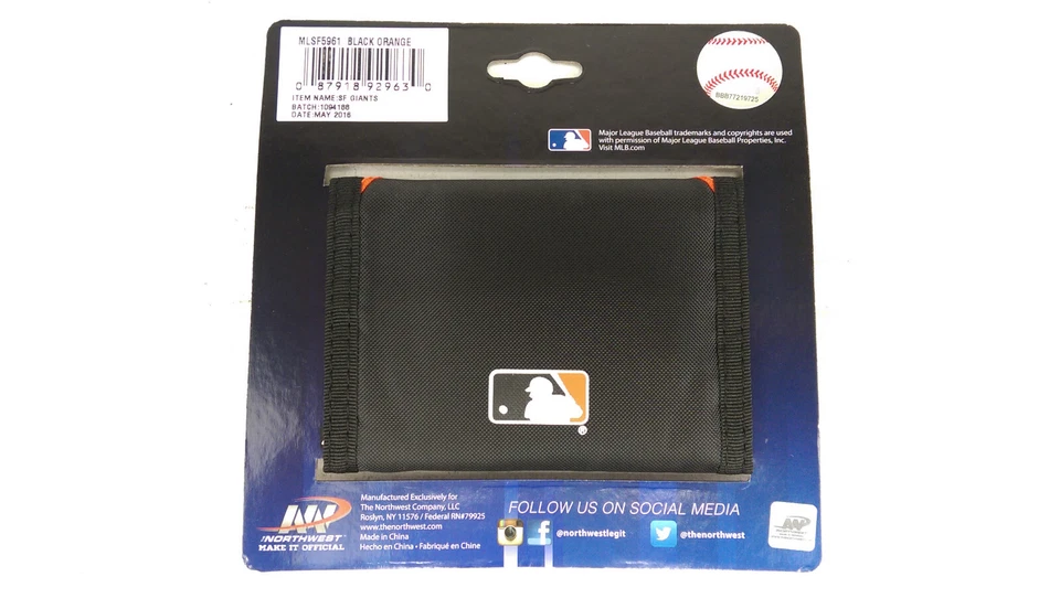 New MLB Licensed Black Nylon Tri-Fold Wallet  Clear Pocket San Francisco Giants - Image 2 of 4
