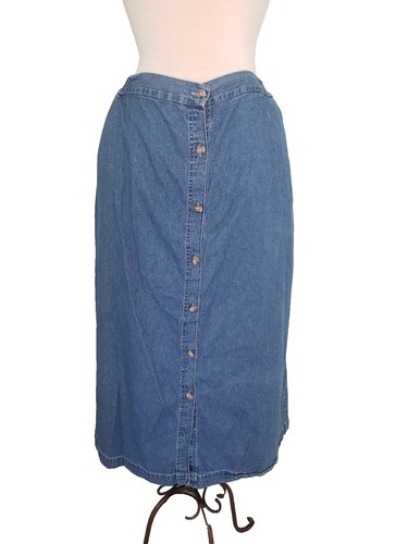bobbie brooks denim dress Vtg Bobbie Brooks Cottage Core Long Denim Dress Floral Embroidered Sz M / L READ