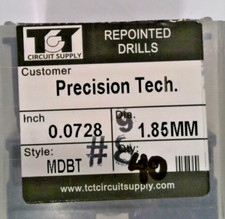 TCT REPOINTED DRILLS MDBT 49 0.0728" DIA 0.472" FLUTE LOT OF 40