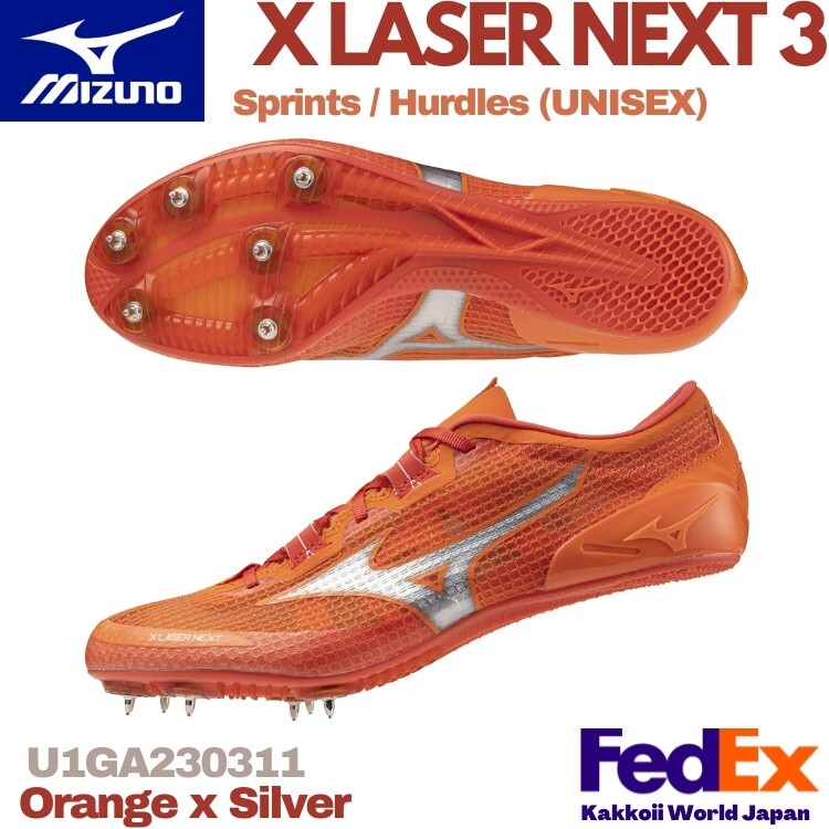 Mizuno Sprint Spike Shoes X LASER NEXT 3 Orange U1GA2303 11 Sprint