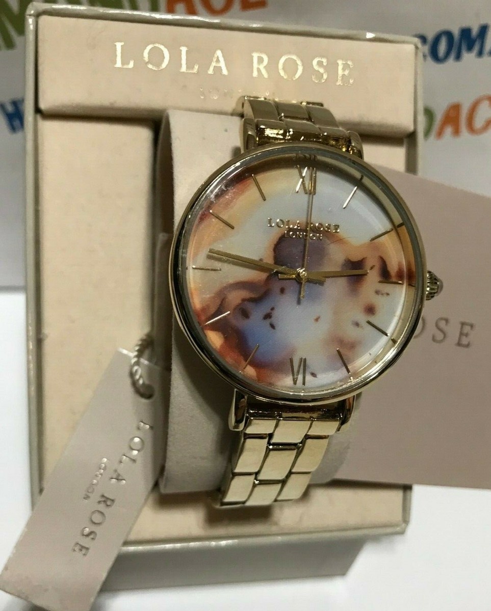 Lola Rose Womens 38mm Galaxy Agate Gold Tone Stainless Steel Watch