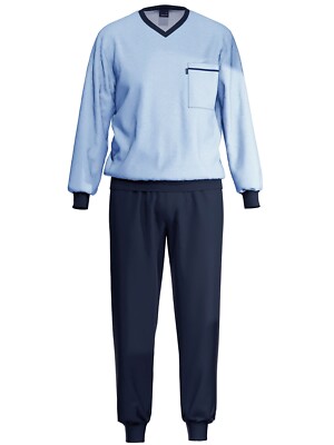 Ammann Schlafanzug lang Nightwear 404314 Gr. 48-60 in Hellblaumelange