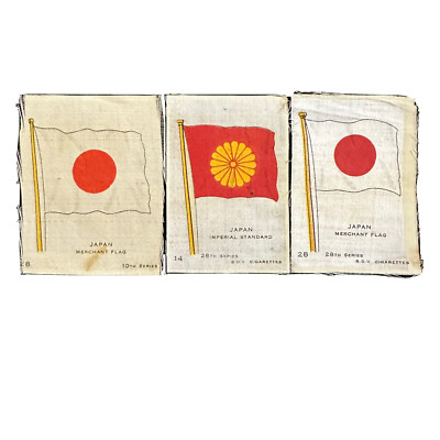 Japanese Merchant Flag Imperial Standard Tobacco Silks Lot 3 BDV Cigartette  1910
