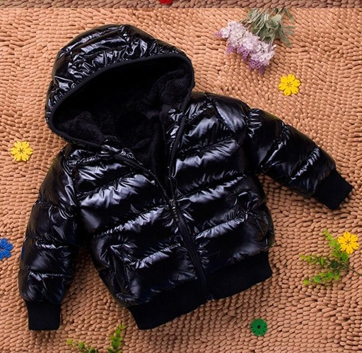 Baby Down Jacket Baby Cotton-padded Coat Child Winter Thicken Hooded Solid  Color