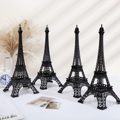 Therwen Eiffel Tower Sculpture, Alloy Metal 15 Inch Paris France Statue, Blac...