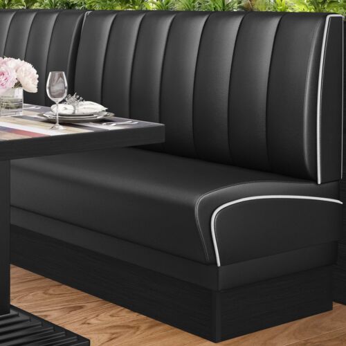 DINER 2 | Diner Bench | B:H 140 x 103 cm | Striped | Black | Leather | America... - Picture 1 of 12