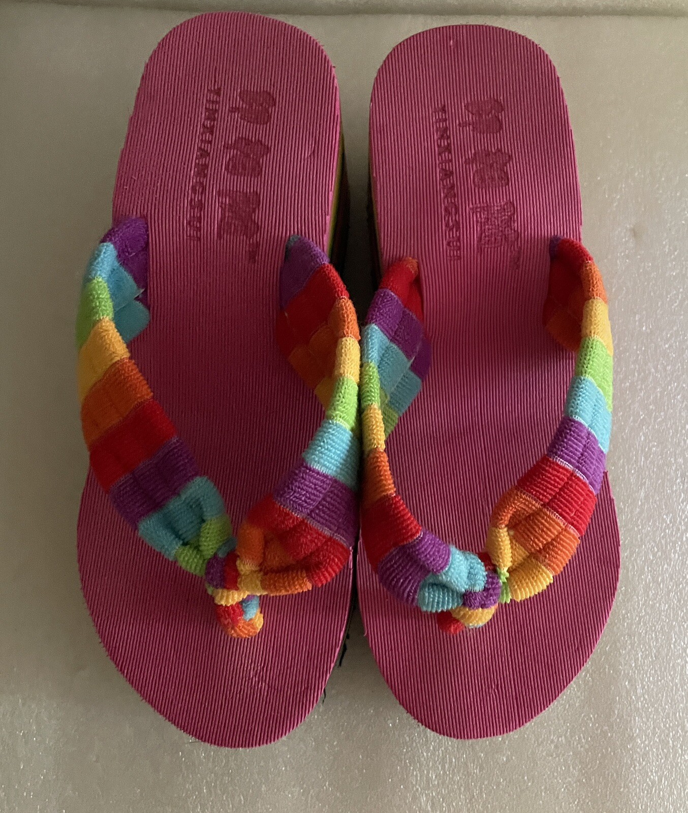 Rainbow wedge flip flops size 5 women's comfortable sandals-image