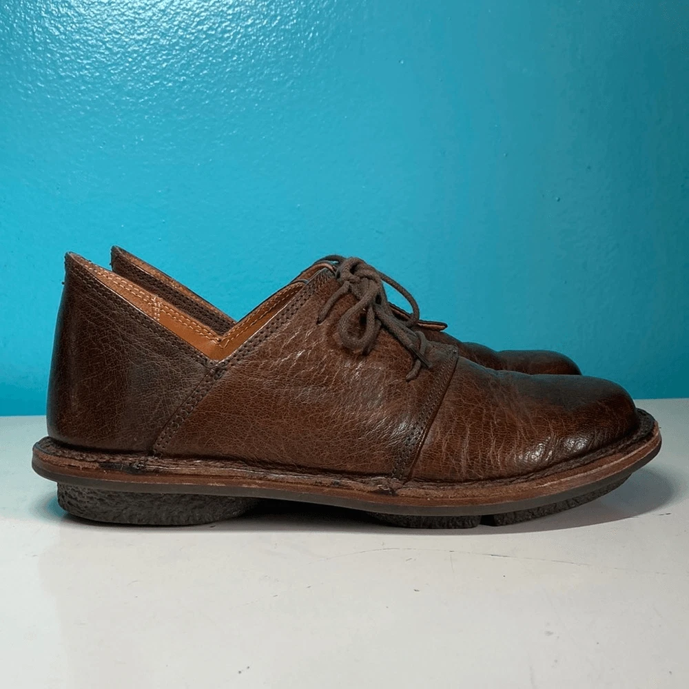 Trippen Shoes Womens EU 39 Size 8.5 US Brown Leather Lace Up Flats 