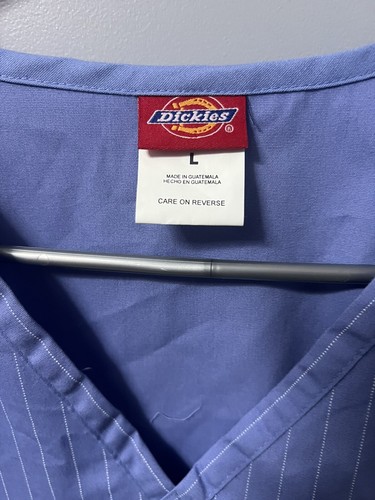 Dickies Men's V-Neck Blue Pin-Striped Scrub Top, Large 22”Across Chest. NWT. - Picture 3 of 5