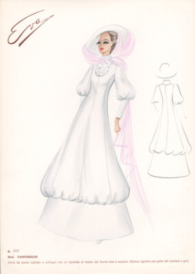 Italian wedding dress fashion design sketch | eBay