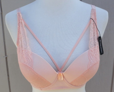 BRABALAS Peach Lace Push Up Underwire Comfort Lightly Lined Plunge Bra 32B?