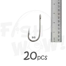 NEW 20pcs Fish WOW!® Size 9/0 Fishing 6X strong Siwash hooks with open eye @US