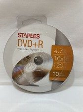 Staples DVD-R Recordable Discs 10 Pack 4.7 GB 120 Min 16x Speed New Factory Seal
