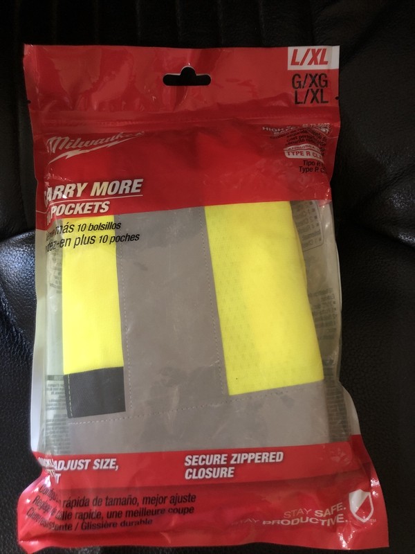 Milwaukee 48-73-5022 High Visibility Yellow 10 Pocket Safety Vest L/XL NIP