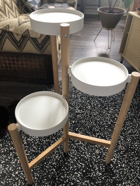 Ikea Satsumas Plant Stand Bamboo Powder Coated White 402 581