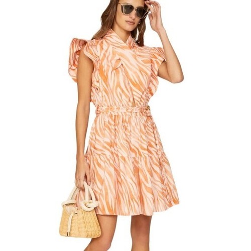 Derek Lam Collective Dress 38 Orange Zebra Cutout Mini Glamour Vixen Dreamy - Picture 5 of 14