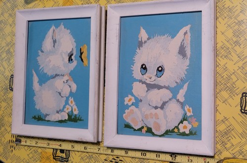 PBN (2) Vintage anni 70 dipinto per numero gattino qui gattino collezione 7x9. Così carino!! - Foto 2 di 12
