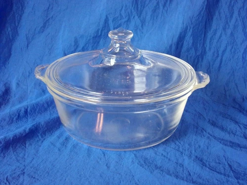 Vintage Pyrex 1 Quart Glass Bowl w/ Lid Art Deco Style 22-22 NT