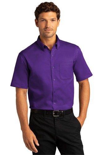 Port Authority W809 Mens Short Sleeve SuperPro React Twill Dress Shirt - Picture 9 of 18