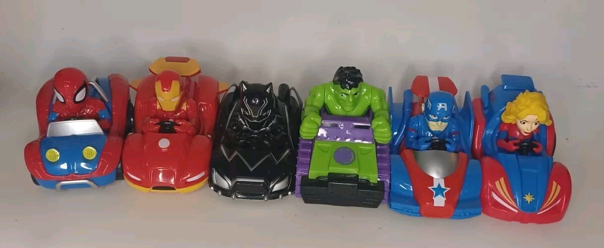 Marvel Super Hero Pull Back Cars Set of 6 Action Figures Fun Play Vehicles