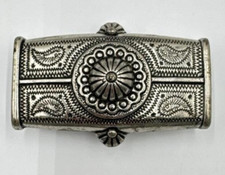 Vintage Western Silver Tone Belt Buckle Floral Stamped Concho Style   Southwest