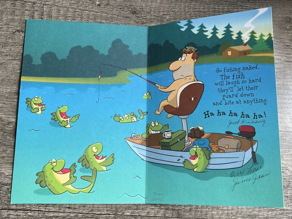 Funny Happy Birthday Fisherman Naked Card 2005 - Image 2 of 4