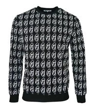 Alexander McQueen McQ Men Sweatshirt S M L XL Jumper Face Logo Black White Top