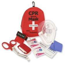  Emergency CPR Rescue First Aid Kit CPR Pocket Resuscitator One Way Valve + More