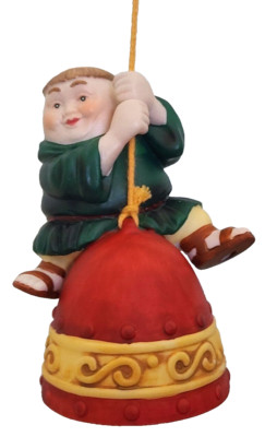 Dept. 56 Merry Makers Baldric the Bellringer Riding Bell Ornament Handpainted