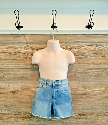Gap Kids Girl's Embroidered Patch Denim High Rise Shortie Shorts EUC 10  Slim
