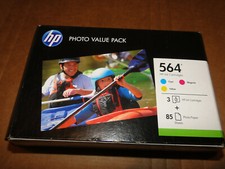 NEW HP Photosmart 3 Ink Cartridges 564 85 Sheets Photo Paper Value Pack