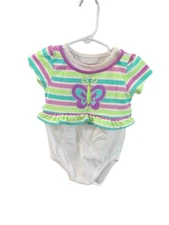 Garanimals Girls Infant baby Size 12 mOnths 1 Piece Romper Bodysuit Striped Purp