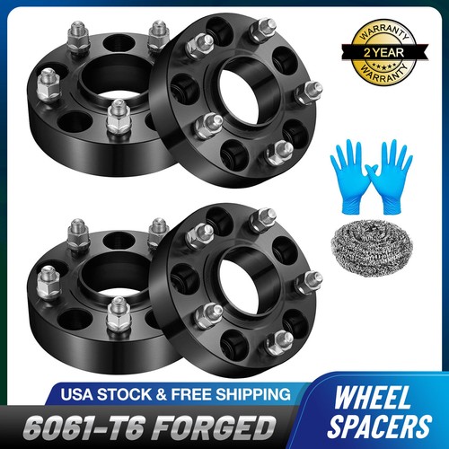 4) 1.5 5x5 Hubcentric Black Wheel Spacers 1/2 x20 Studs For