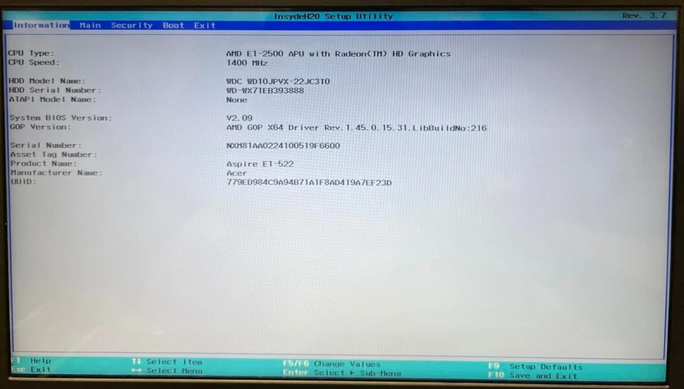 Acer Aspire E1-522 15.6" HD Laptop AMD E1-2500 6GB RAM 1000GB HDD Win 10 H2925 - Image 2 of 4