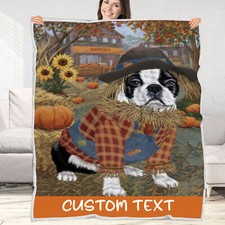 Boston Terrier Dog Blanket Personalized Throw Woven Fleece Sherpa Designs NWT