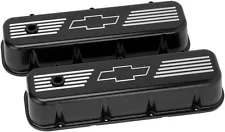 BILLET SPECIALTIES CHEVY BOWTIE BLACK ALUMINUM BBC TALL VALVE COVERS,BOW TIE