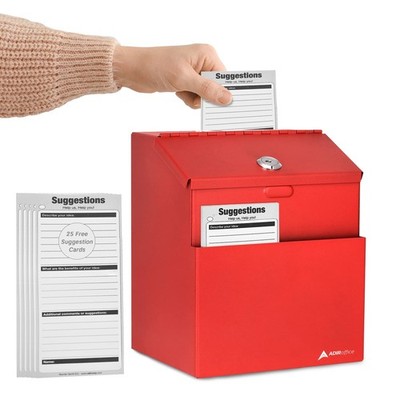 Adir Suggestion Box with Slot and Lock with 25 Comment Cards and Label Sticke...