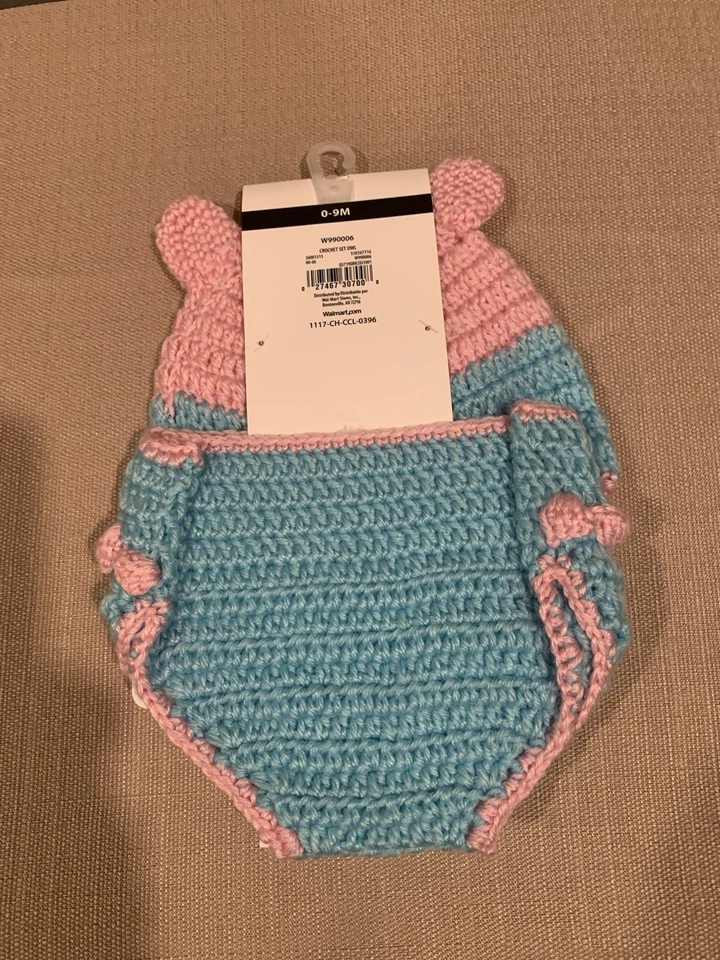 NUEVO CON ETIQUETAS Bebé Niña Ganchillo a Mano Búho Tema Sombrero y Pañal Cubierta 0 a 9 Meses Foto 3 de 4