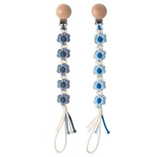 Symbolife Pacifier Clip for Boys Girls Floral Daisy Baby Blue Frost