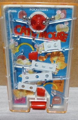Vintage Tomy Palitoy Cat N Mouse Pocketeer Retro Mini Mechanisches Spiel