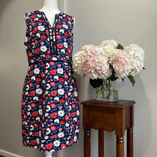 Kate Spade Blue and Red Sleeveless V-Neck Sheath
