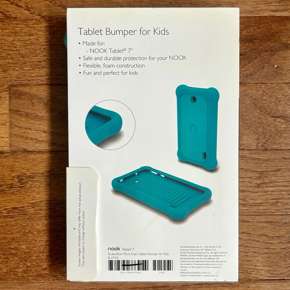 NOOK Tablet 7" Foam Bumper Case for Kids - Scuba Blue - BNIP - Image 2 of 2