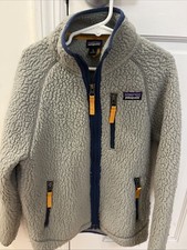 Patagonia Youth Kids Retro Pile Fleece Jacket Gray Size S 7-8 Full Zip