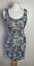 ATMOSPHERE Ladies UK 8 Black/White Geometric Sleeveless Bodycon Dress