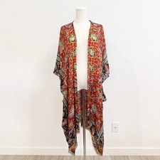 Subtle Luxury Caza Kimono Open Front Coverup Anthropologie Fall Boho Bohemian OS