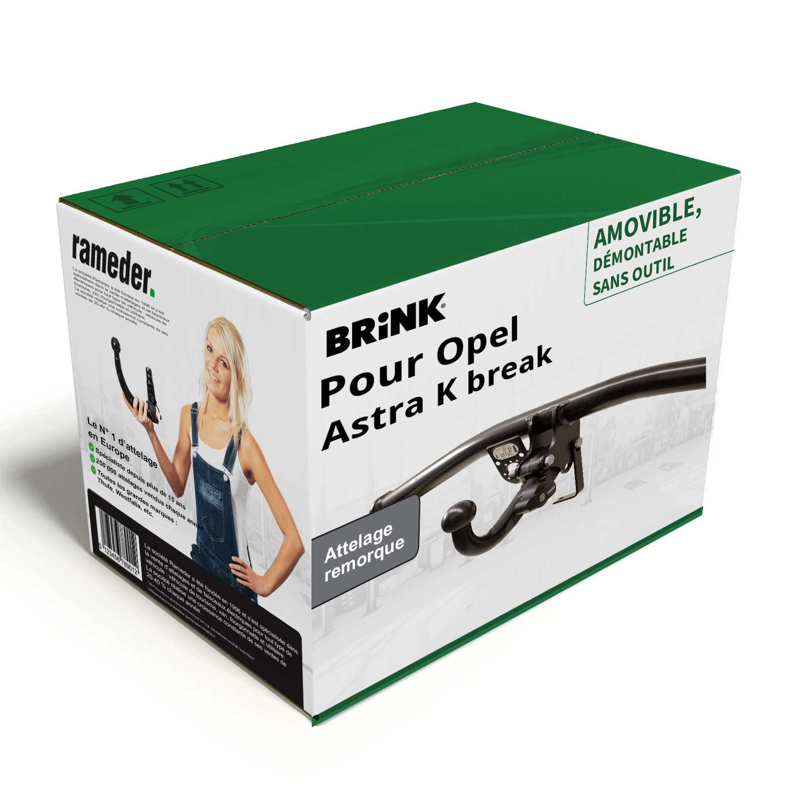 Attelage Opel Astra K break Brink avec rotule démontable sans outil